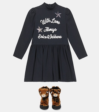 Leopard-print faux fur boots | Dolce&Gabbana Kids