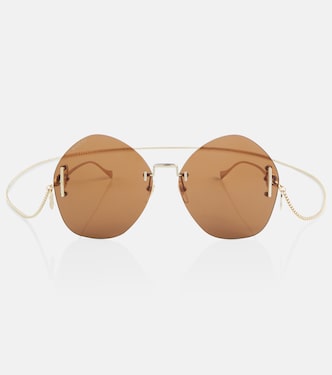 Occhiali da sole rotondi con catena | Gucci