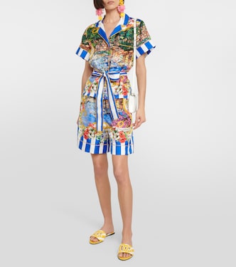 Shorts Portofino in seta a vita alta | Dolce&Gabbana