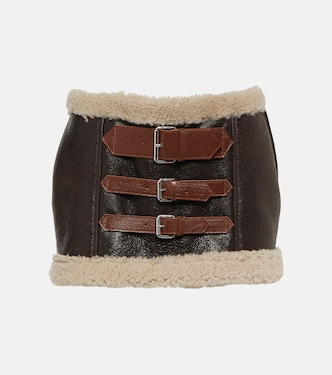 Minifalda de piel con borrego | Blumarine