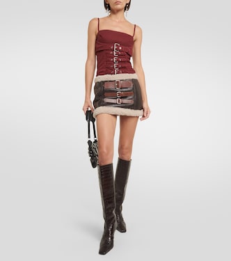 Minifalda de piel con borrego | Blumarine