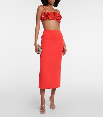 Floral-appliqué wool crepe top | David Koma