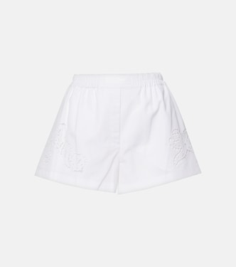 Shorts in popeline di cotone e sangallo | Versace