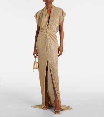 Eva draped lamé gown | Costarellos