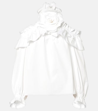 Floral halterneck cotton-blend top | Carolina Herrera