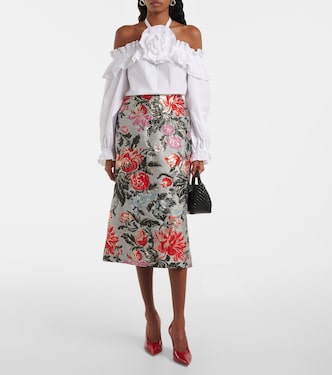 Top in misto cotone con applicazione floreale | Carolina Herrera
