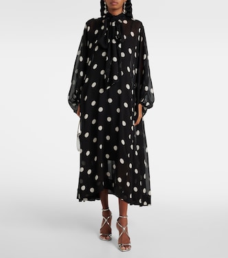 Abito lungo Crush Tie Neck Billow a pois | Zimmermann
