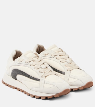 Monili suede-trimmed sneakers | Brunello Cucinelli