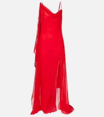 Asymmetric draped silk georgette gown | Blumarine