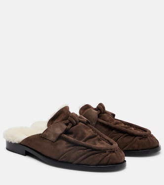 Loafers Astaire aus Veloursleder mit Shearling | Bottega Veneta