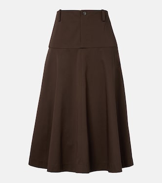 Cotton twill midi skirt | Vince
