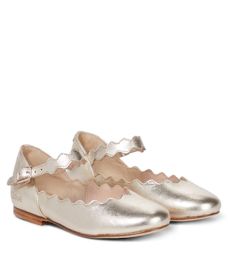Metallic leather ballet flats | Chloé Kids