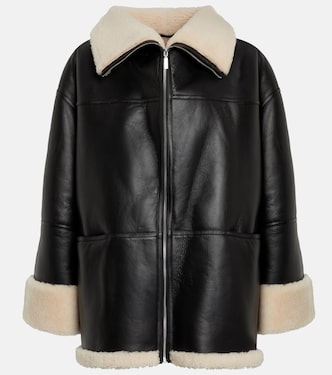 Oversize-Lederjacke mit Shearling | Toteme