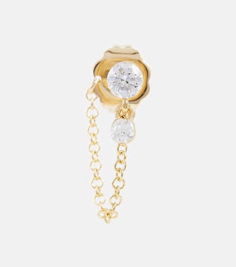 Boucle d'oreille unique Invisible Dangle Chain en or 18 ct et diamants | Maria Tash