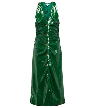 Sequined ruched midi dress | Ganni