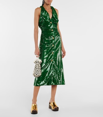 Sequined ruched midi dress | Ganni