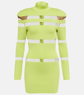Turtleneck mesh-paneled minidress | Balmain