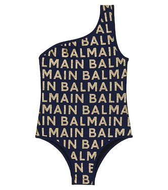 Bañador de un solo hombro con logo | Balmain Kids