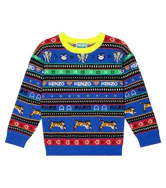 Pull en jacquard de coton mélangé à logo | Kenzo Kids