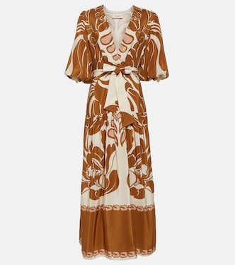 Vestido largo de seda estampado | Adriana Degreas