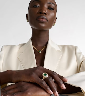 Bague Halo Mini en or 18 ct, émeraudes et diamants | Shay Jewelry