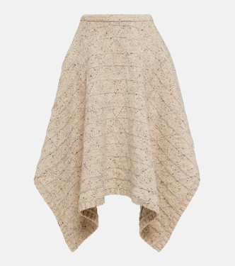Falda midi asimétrica de lana | Bottega Veneta