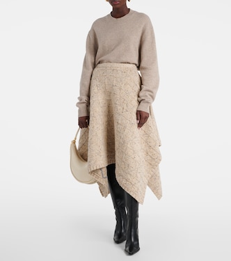 Falda midi asimétrica de lana | Bottega Veneta