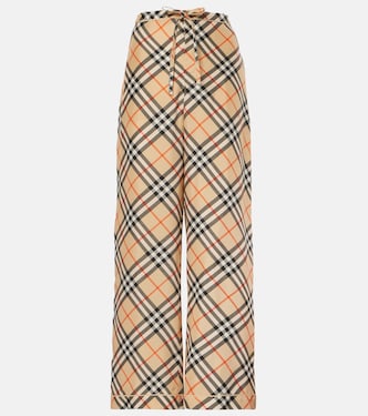 Pantalon ample Burberry Check en soie | Burberry