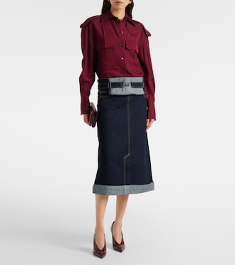 Falda midi convertible de denim | Victoria Beckham