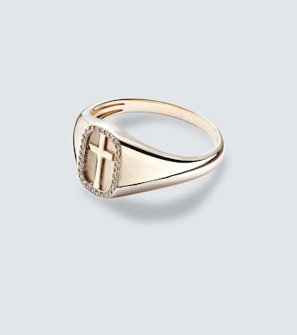 Anello Cross Icon in oro 14kt con diamanti | Sydney Evan