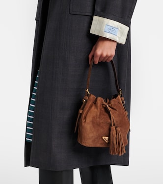 Sac seau Small en daim | Prada