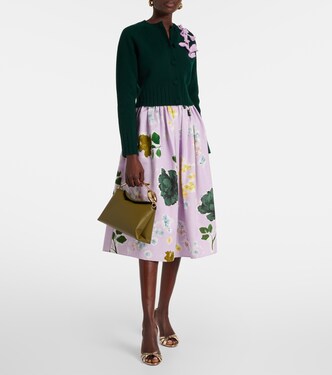 Cardigan raccourci en laine à fleurs | Erdem