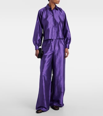 Pantaloni Avio in raso di seta a vita alta | Max Mara