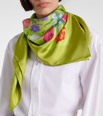 Foulard en soie à fleurs | Gucci