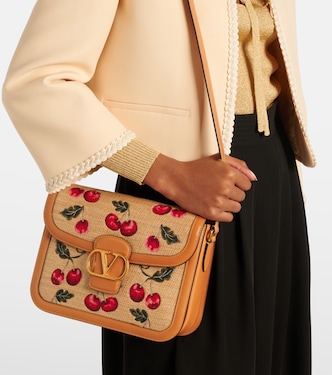 9TO5 Cherryfic raffia-effect shoulder bag | Valentino Garavani