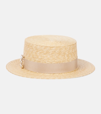 Très Vivier embellished raffia boater hat | Roger Vivier