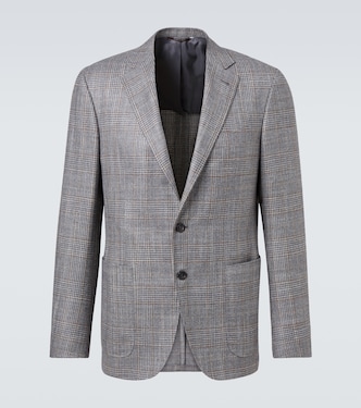 Checked wool, silk, and cashmere blazer | Canali