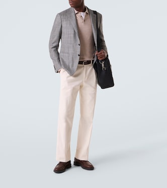 Checked wool, silk, and cashmere blazer | Canali