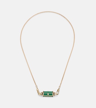 Baby Locket 18kt gold pendant necklace with malachite and diamonds | Marie Lichtenberg