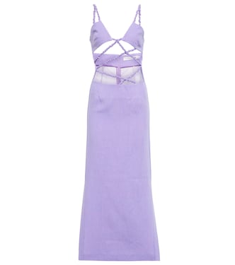 Ruched cutout linen midi dress | Christopher Esber