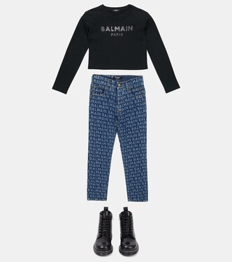 Bedruckte Straight Jeans | Balmain Kids