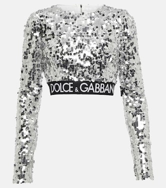 Logo sequined crop top | Dolce&Gabbana