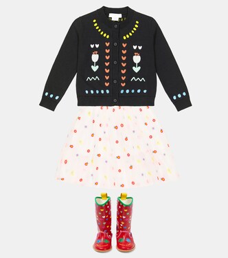 Cardigan brodé en coton et laine | Stella McCartney Kids