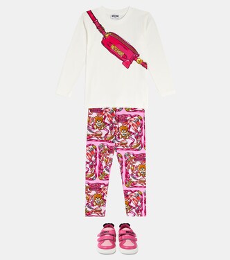 Printed cotton-blend top and leggings set | Moschino Kids