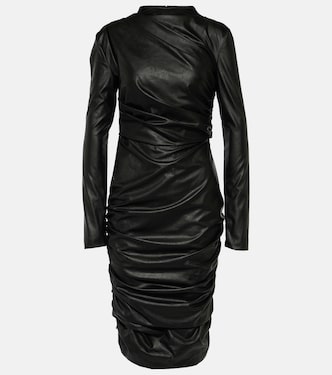 Vestido midi de piel sintética fruncido | Tom Ford