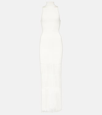 Zare fringed ribbed-knit maxi dress | Khaite
