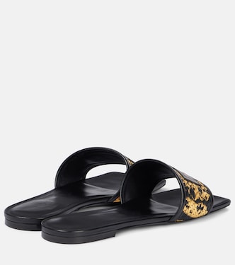 Theia Barocco raffia-effect slides | Versace
