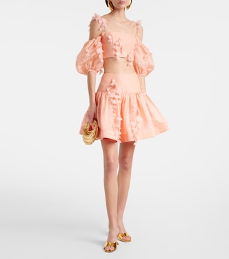 Crop top Dawning de lino y seda | Zimmermann