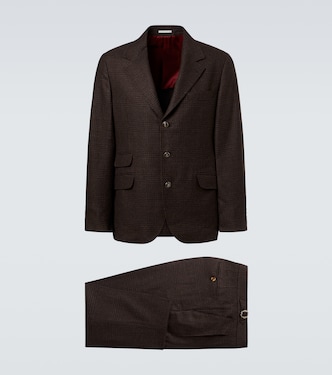 Abito in twill di lana, cashmere e seta a quadri | Brunello Cucinelli