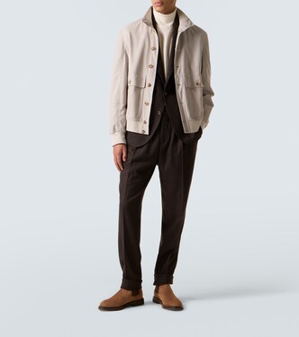 Abito in twill di lana, cashmere e seta a quadri | Brunello Cucinelli